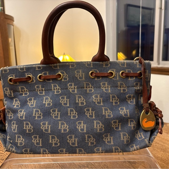 Dooney Bourke Denim Logo Small Satchel Leather Accents and Hang Tag. - Picture 4 of 16